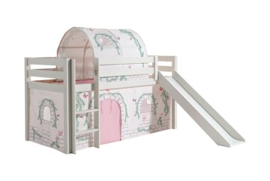 Kinderbett mit Rutsche Karolina Massivholz Weiß...