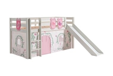 Kinderbett mit Rutsche Karolina Massivholz Weiß...