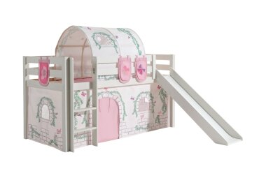 Kinderbett mit Rutsche Karolina Massivholz Wei&szlig;...