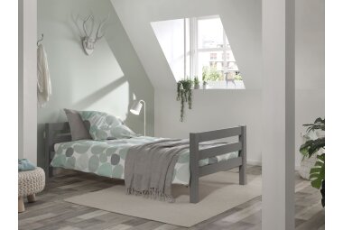 Einzelbett Karolina 210x99x63 Kinderbett Massivholz grau