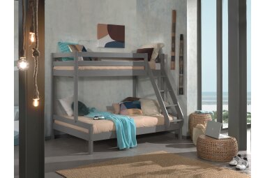 Etagenbett Karlee 208x156x167 Familienbett Massivholz grau
