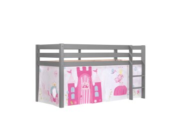 Kinderbett Karolina 210x114x106 Massivholz Grau Textilset...