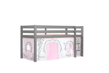 Kinderbett Karolina 210x114x106 Massivholz Grau Textilset...