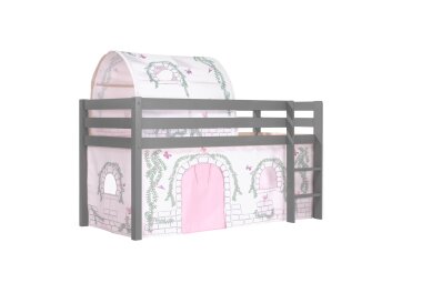 Kinderbett Karolina 210x114x106 Massivholz Grau Textilset...