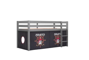 Kinderbett Karolina 210x114x106 Massivholz Grau Textilset...