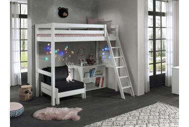 Hochbett Karolina 209x165x190 Kinderbett Massivholz+MDF Weiß