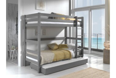 Etagenbett Karolina 210x105x161 Hochbett Massivholz grau