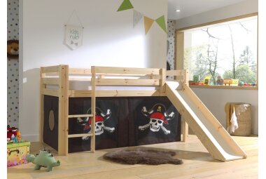 Kinderbett mit Rutsche Karolina Massivholz Natur...