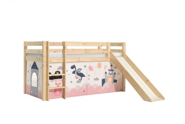 Kinderbett mit Rutsche Karolina Massivholz Natur...