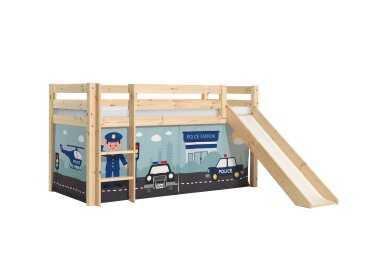 Kinderbett mit Rutsche Karolina Massivholz Natur...