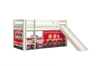 Kinderbett mit Rutsche Karolina Massivholz Weiß...