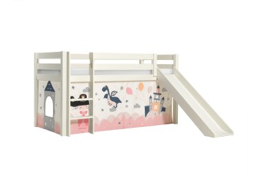 Kinderbett mit Rutsche Karolina Massivholz Wei&szlig;...