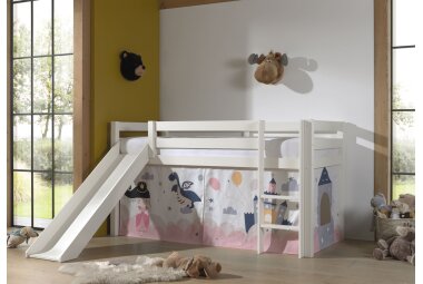 Kinderbett mit Rutsche Karolina Massivholz Wei&szlig;...