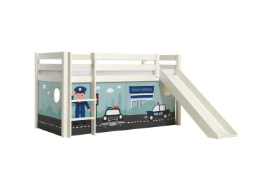 Kinderbett mit Rutsche Karolina Massivholz Weiß...