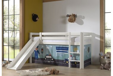 Kinderbett mit Rutsche Karolina Massivholz Weiß...