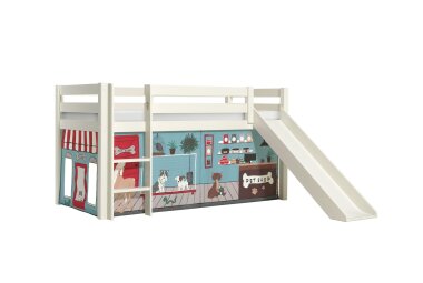 Kinderbett mit Rutsche Karolina Massivholz Weiß...