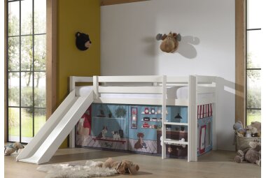 Kinderbett mit Rutsche Karolina Massivholz Weiß...