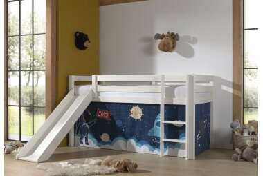 Kinderbett mit Rutsche Karolina Massivholz Wei&szlig;...