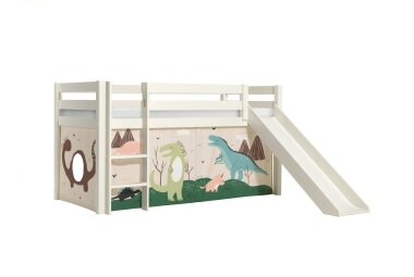 Kinderbett mit Rutsche Karolina Massivholz Wei&szlig;...