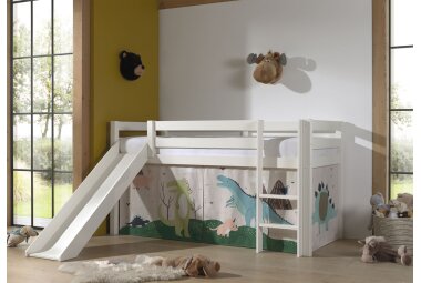 Kinderbett mit Rutsche Karolina Massivholz Wei&szlig;...