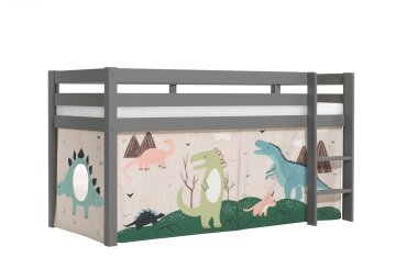 Kinderbett Karolina 210x114x106 Massivholz Grau Textilset...
