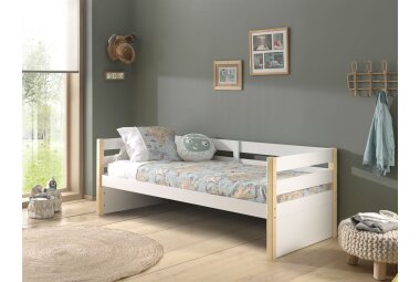 Kojenbett Karissa 211x98x77 Kinderbett Massivholz+MDF Weiß/natur