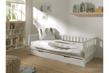 Kojenbett Karena 211x98x68 Einzelbett Massivholz Weiß