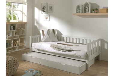 Kojenbett Karena 211x98x68 Einzelbett Massivholz Weiß