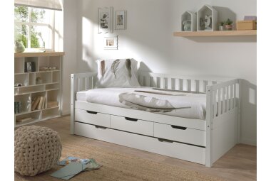 Ausziehbett Karena 211x98x86 Kojenbett Massivholz Weiß