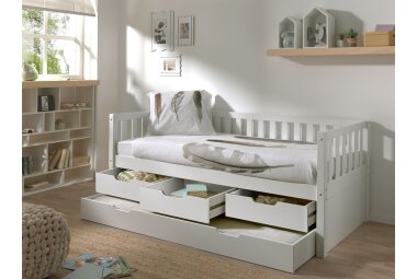 Ausziehbett Karena 211x98x86 Kojenbett Massivholz Weiß