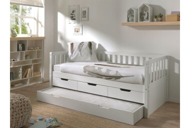 Ausziehbett Karena 211x98x86 Kojenbett Massivholz Weiß