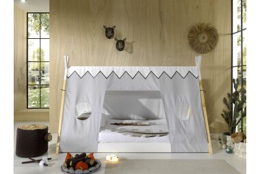 Zeltbett Karyn 3 206x106x135 Kinderbett Massivholz Weiß/natur