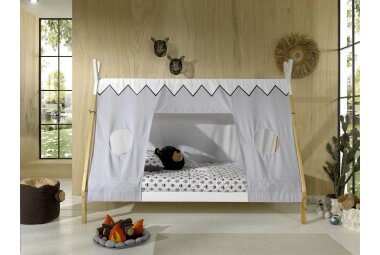 Zeltbett Karyn 4 206x98x158 Kinderbett Massivholz Weiß/natur