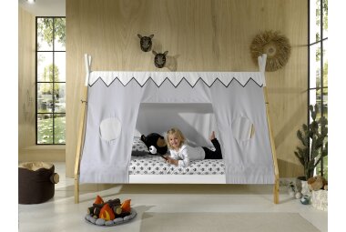 Zeltbett Karyn 4 206x98x158 Kinderbett Massivholz Weiß/natur