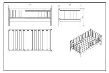 Juniorbett Karie 148x76x60 Kinderbett Massivholz Weiß