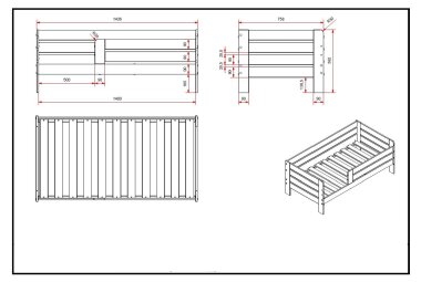 Juniorbett Karie 144x70x56 Kinderbett MDF Weiß
