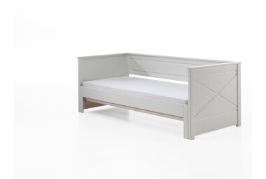 Funktionsbett Kati 209x100x80 Ausziehbett Massivholz+MDF Weiß