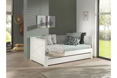 Ausziehbett Katie 209x100x80 Funktionsbett Massivholz+MDF Weiß