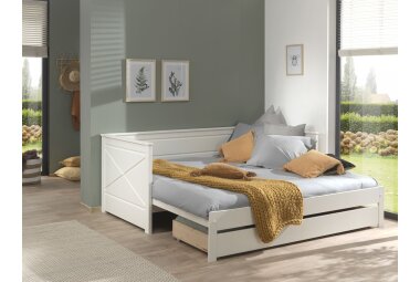 Ausziehbett Katie 209x100x80 Funktionsbett Massivholz+MDF Weiß