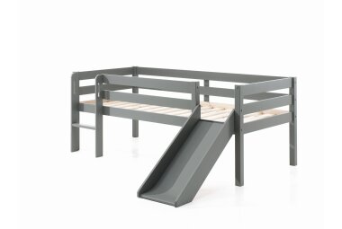 Kojenbett mit Rutsche Karolina 208x175x83 Massivholz Grau