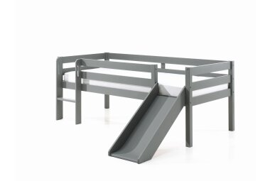 Kojenbett mit Rutsche Karolina 208x175x83 Massivholz Grau