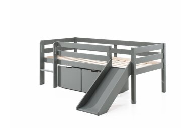 Kojenbett mit Rutsche Karolina 208x175x83 Massivholz Grau