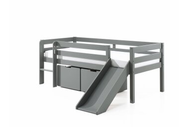 Kojenbett mit Rutsche Karolina 208x175x83 Massivholz Grau