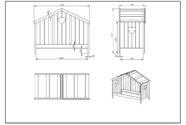 Hausbett Kamila 1 213x99x172 mit Rücken Kinderbett Massivholz+MDF Weiß