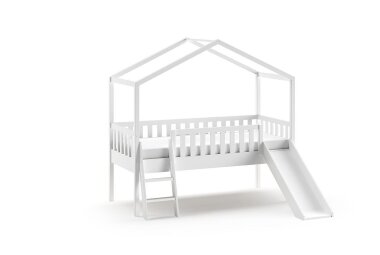 Hausbett mit Rutsche Kapua 209x192x202 Massivholz Wei&szlig;
