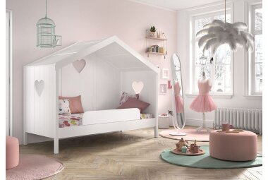 Hausbett Kamila 2 213x99x172 mit Rücken Kinderbett Massivholz+MDF Weiß