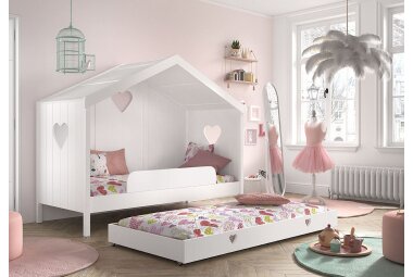 Hausbett Kamila 4 213x99x172 mit Rücken Kinderbett Massivholz+MDF Weiß
