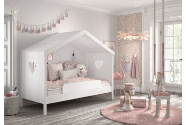 Hausbett Kamila 2 213x99x172 Kinderbett Einzelbett Massivholz+MDF Weiß