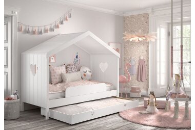 Hausbett Kamila 4 213x99x172 Kinderbett Einzelbett Massivholz+MDF Weiß