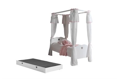 Himmelbett Kamila 211x96x187 Komplettzimmer MDF Wei&szlig;